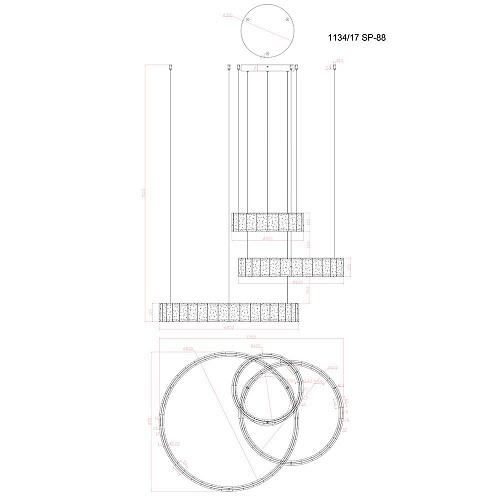 Подвесная люстра LED 88W 3000К 1134/17 SP-88 латунь Teresa Divinare