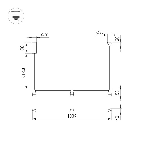 Линейный светильник 16W 3000К 036594 чёрный Arlight
