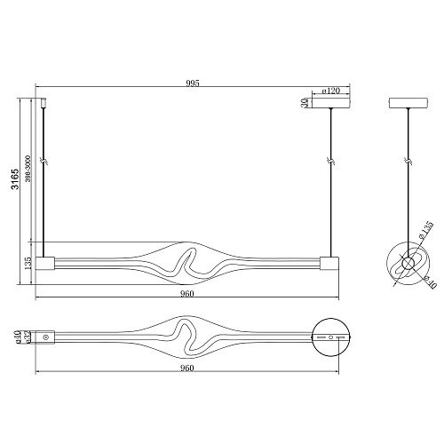 Подвесной светодиодный светильник 23W 3000K MOD290PL-L23BS3K латунь Loop Modern Maytoni