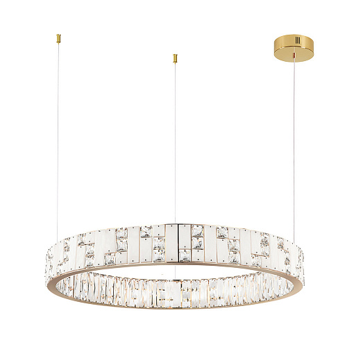 Подвесная хрустальная светодиодная люстра 100W 3700К 5072/100L золото Crossa Odeon Light
