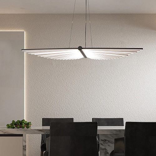 Подвесная люстра 27*150 см, 2*LED, 60W, 4000K, Favourite Vingar 4381-2P, чернный матовый