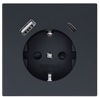 Розетка с USB A+C 25W JASMART FD Черный матовый (soft touch) 5501USB-25PBM