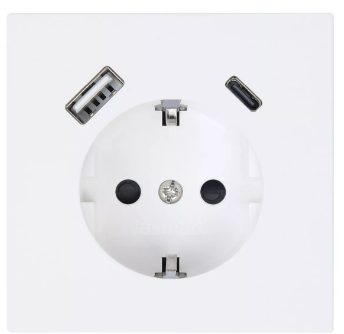 Розетка с USB A+C 25W JASMART FD Белый матовый (soft touch) 5501USB-25PWM