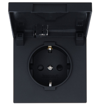 Розетка с крышкой JASMART FD Черный матовый (soft touch) 5505PBM