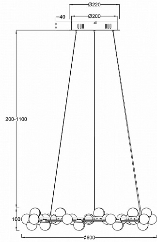 Подвесная люстра Maytoni Tessara MOD081PL-L50G3K, диаметр 60 см, золото