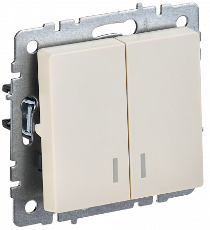 Выключатель 2 клавишный с индикацией 10А бежевый BRITE BR-V20-1-10-K10 IEK