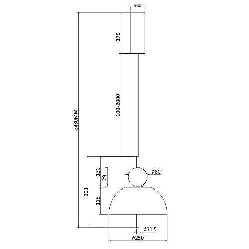 Подвесной светодиодный светильник 12W 3000К MOD185PL-L6B3K1 чёрный/прозрачный Bangkok Maytoni