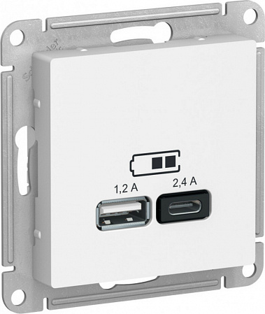 Зарядное устройство USB-A + USB-C, AtlasDesign лотос ATN001339