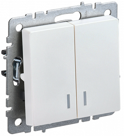 Выключатель 2 клавишный с индикацией жемчуг IEK BRITE BR-V20-1-10-K36