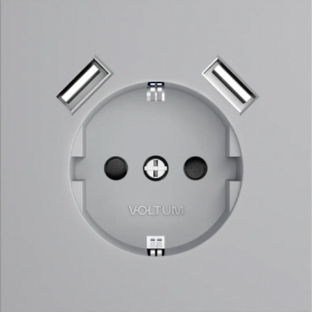 Розетка с USB A+A, S70 (серый) Voltum S70 VLS0404M -VLS000916
