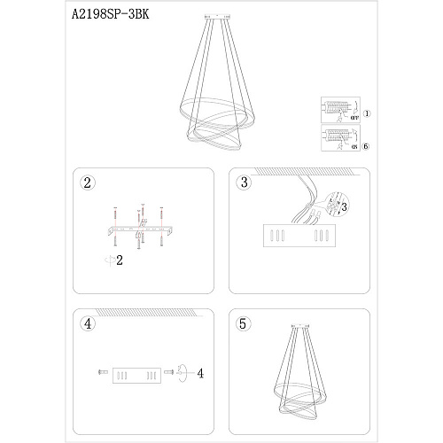 Светильник 80 см, 145W, 3000-6000K, Arte Lamp Meridiana A2198SP-3BK, черный