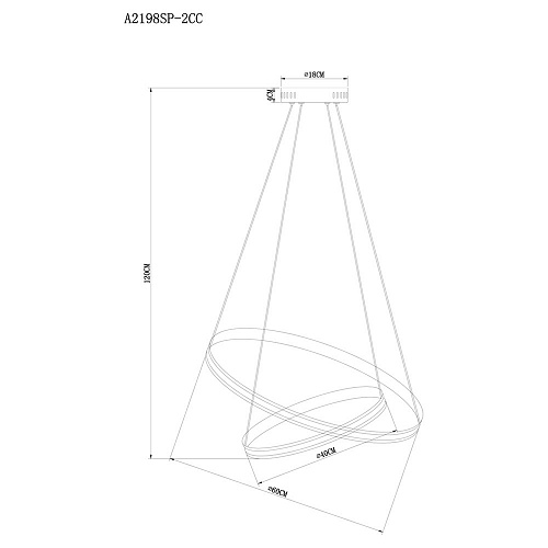 Светильник 60 см, 70W, 3000-6000K, Arte Lamp MERIDIANA A2198SP-2CC, хром