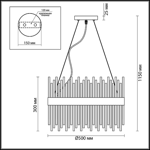 Люстра подвесная диаметр 50 см, бронза 4722/12 Focco Odeon Light