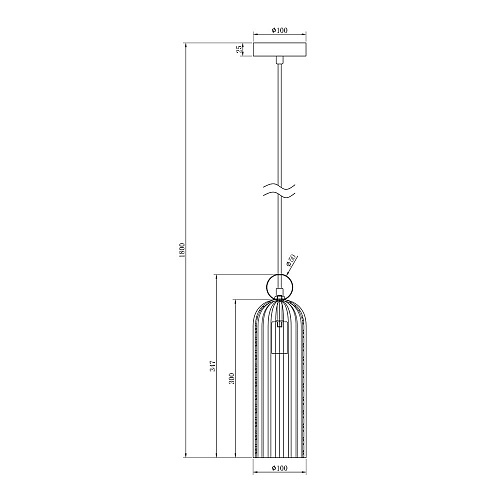 Подвесной Светильник 10 см, Maytoni Antic MOD302PL-01W, латунь
