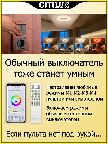 Светильник 52 см, 65W, 3000K-5500K Citilux Стратус Смарт CL732A520G белый