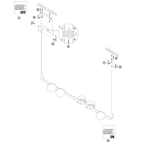 Светильник подвесной 105*9*150 см, 5*LED 56W 3000-6000K черный Arte lamp Poplar A2174SP-5BK