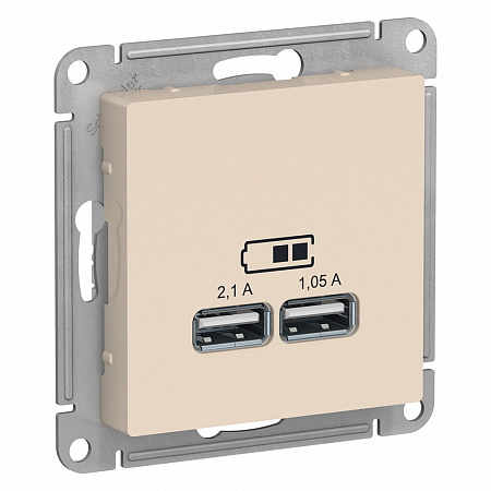 Розетка USB 2 порта х 1,05 А бежевый AtlasDesign ATN000233