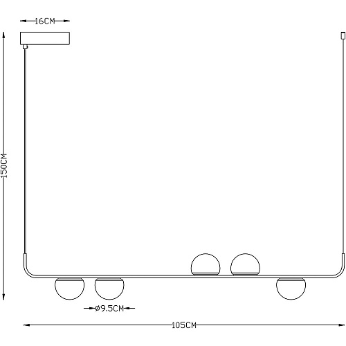 Светильник подвесной 105*9*150 см, 5*LED 56W 3000-6000K черный Arte lamp Poplar A2174SP-5BK