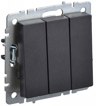 Выключатель 3 клавишный 10А черный BRITE BR-V30-0-10-K02 IEK
