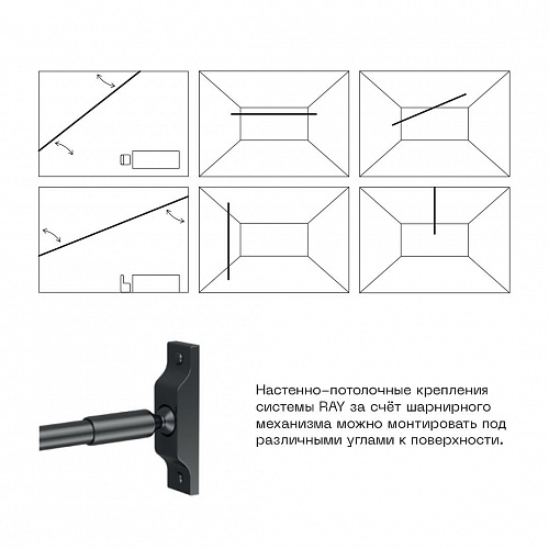 Тросовая световая система 600*1 см, 10W 3000K ST LUCE RAY ST960.437.10 Черный
