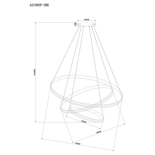 Светильник 80 см, 145W, 3000-6000K, Arte Lamp Meridiana A2198SP-3BK, черный