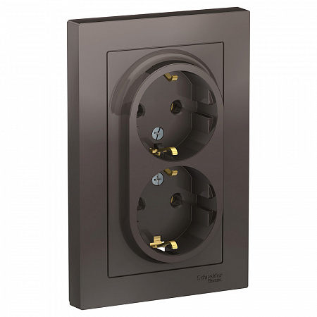 Розетка 2х2P+E 16А мокко AtlasDesign ATN000624