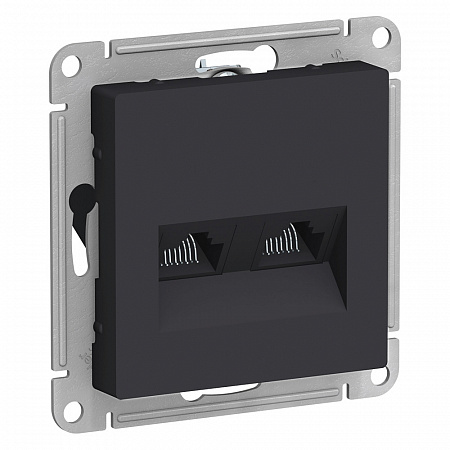 Розетка компьютерная 2хRJ45 кат.5E карбон AtlasDesign ATN001085