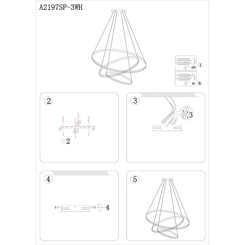 Светильник 75 см, 145W, 3000-6000K, Arte Lamp Frodo A2197SP-3WH, белый