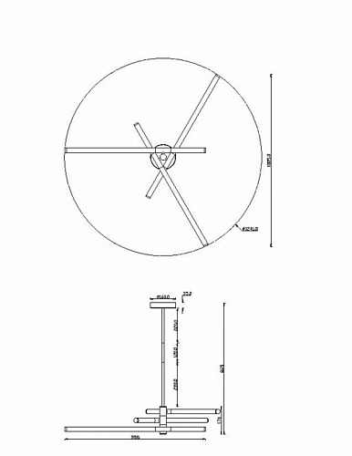 Люстра на штанге Maytoni LED Axis MOD106CL-L40G3K, 40W LED, 3000K, золото