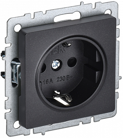 Розетка 2P+E 16А черный BRITE BR-R11-16-K02 IEK