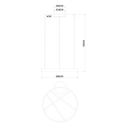 Люстра 60*7 см, 1 LED*32W, 4000 К, Arte Lamp Ricco A1874SP-32BK, Черный