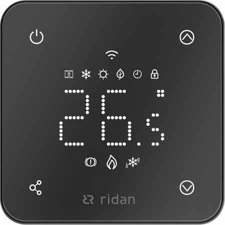 Терморегулятор с Wi-Fi RSmart-F, сенсорный, управление по wi-fi, с таймером, цвет - черный 088L1144R