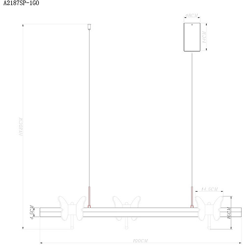 Светильник 100 см, 45W, 3000K-6000K Arte Lamp A2187SP-1GO золото