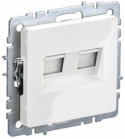 Розетка компьютерная двойная кат.5E RJ45 РК10-2-БрБ белый BRITE BR-K20-1-K01 IEK (ИЭК)