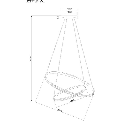 Светильник 55 см, 65W, 3000-6000K, Arte Lamp Frodo A2197SP-2WH, белый