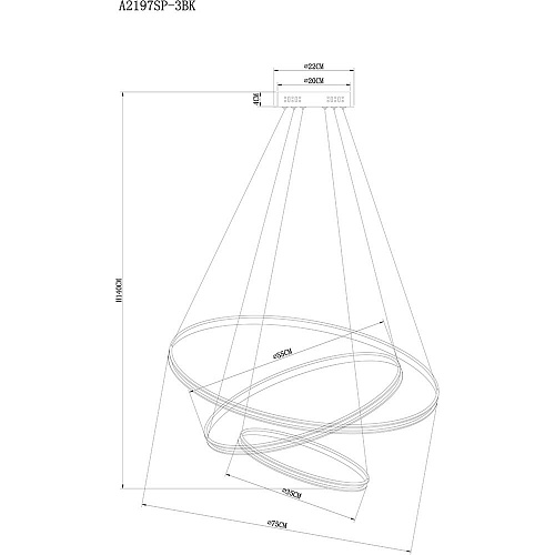 Светильник 75 см, 145W, 3000-6000K, Arte Lamp Frodo A2197SP-3BK, черный