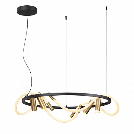 Светодиодный светильник 90 см, 50W, 3000K, Odeon Light CORDA 4397/55L, черный-бронзал/канат Подвесной св-к IP20 LED 50W 2020Лм 3000K CORDA