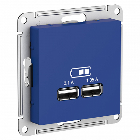 Розетка 2xUSB ATLASDESIGN, аквамарин, ATN001133