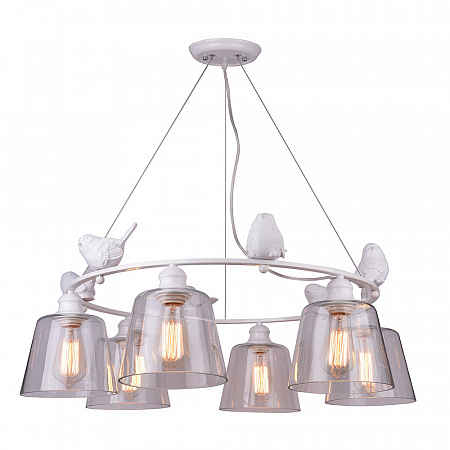 Люстра с птичками Arte Lamp PASSERO A4289LM-6WH, белый, диаметр 83 см