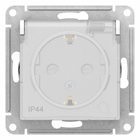 Розетка с/з с прозрачной крышкой белый Aqua IP44 AtlasDesign ATN440146
