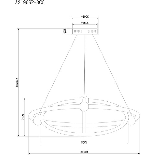 Светильник 80 см, 75W, 3000-6000K, Arte Lamp Harley A2196SP-3CC, хром