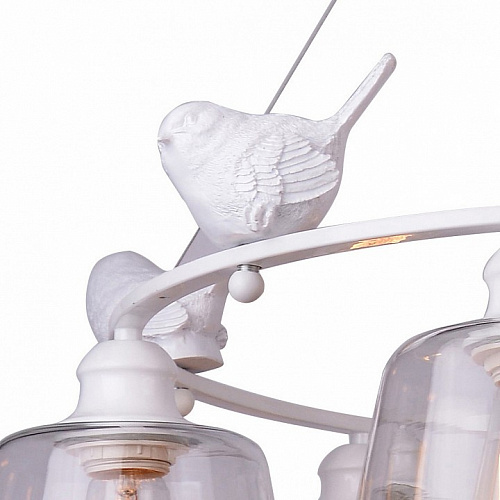Люстра с птичками Arte Lamp PASSERO A4289LM-6WH, белый, диаметр 83 см