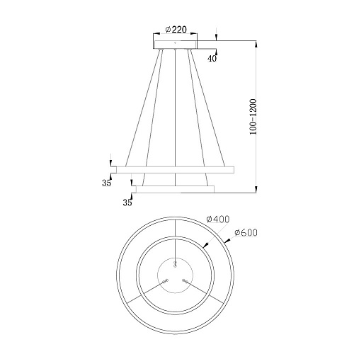 Светильник 60 см, 60W, 4000K Maytoni Rim MOD058PL-L55W4K, белый