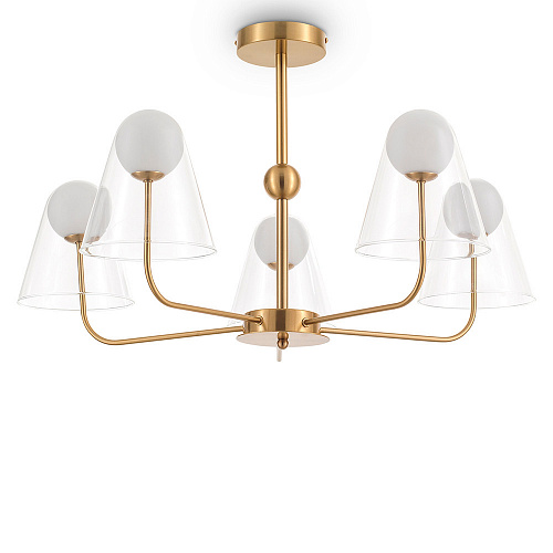 Потолочная люстра на штанге 5*G9 FR5382PL-05BS латунь Doublety Modern Freya