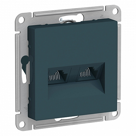 Розетка двойная компьютерная RJ45+RJ45 AtlasDesign, изумруд ATN000885