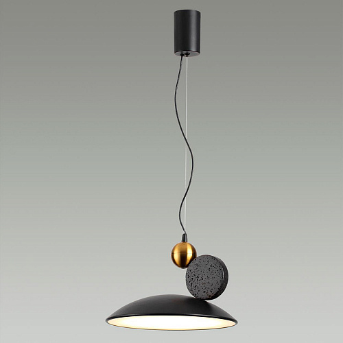 Подвесной светильник 30*19,5 см, 1 LED*24W, 3000 К, Odeon Light Travertino, черный 6626/20L