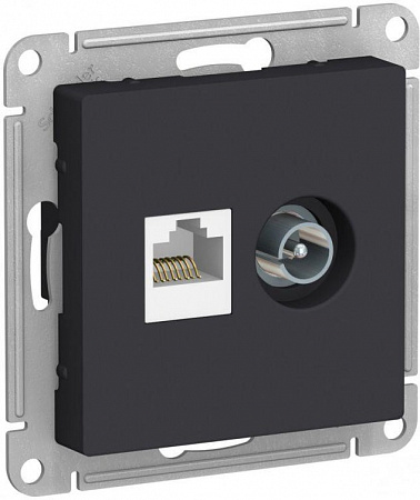 Розетка двойная TV+ RJ45 карбон AtlasDesign ATN001089
