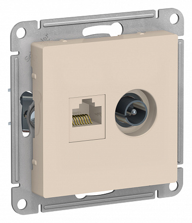 Розетка двойная TV+ RJ45 бежевый AtlasDesign ATN000289
