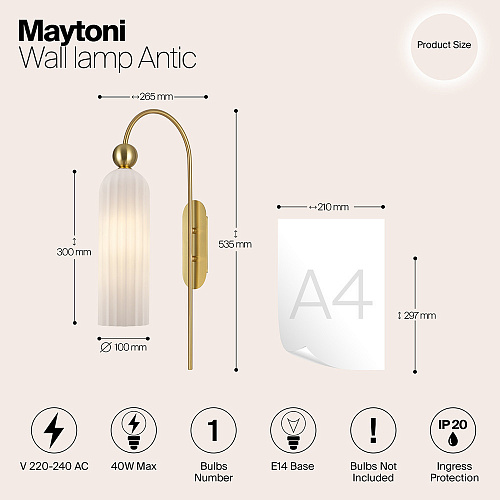 Бра Maytoni Antic MOD302WL-01GR
