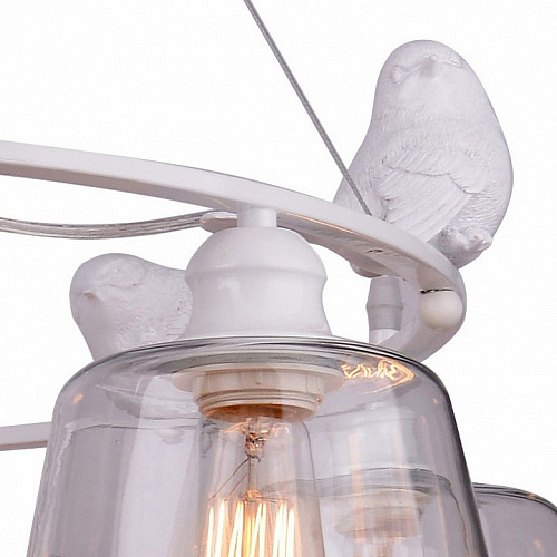 Люстра с птичками Arte Lamp PASSERO A4289LM-6WH, белый, диаметр 83 см